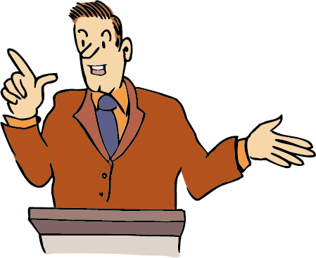 Ein Mann spricht vor anderen Leuten.